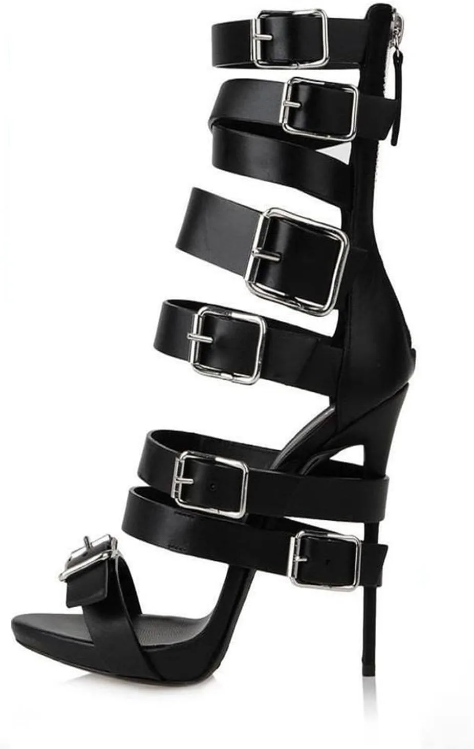 10cm Large Size Strap Buckle High Heels Fashionable Stiletto Sandals for Banquets and Nightclubs Ladies Shoes