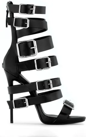 10cm Large Size Strap Buckle High Heels Fashionable Stiletto Sandals for Banquets and Nightclubs Ladies Shoes