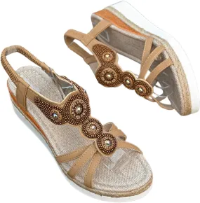 Bohemian Women's Sandals With Mid Heel Design Everyday Wear Perfect Casual Outfits Insoles for Sandals