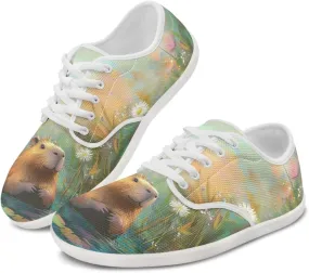 chaqlin Flats Shoes Women Dressy Comfortable Animal Print Lace Up Sneakers Comfortable Wide Barefoot Shoe Casual Walking Sneaker