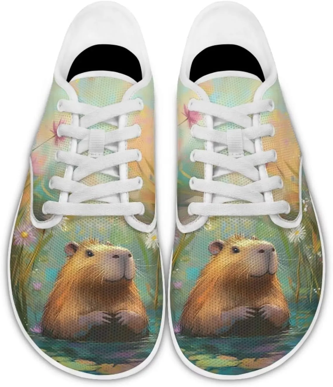 chaqlin Flats Shoes Women Dressy Comfortable Animal Print Lace Up Sneakers Comfortable Wide Barefoot Shoe Casual Walking Sneaker