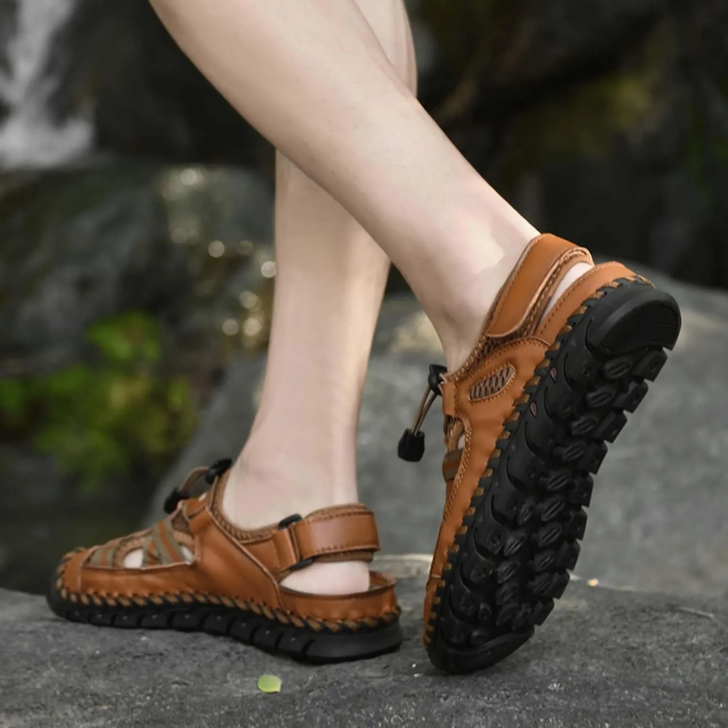 GeRRiT Mens Outdoor Casual Sandals Slippers Lightweight Anti-slip Sports Water Water Shoes Breathable Men's Sandals Fashion Hundred Sports Walking Shoes