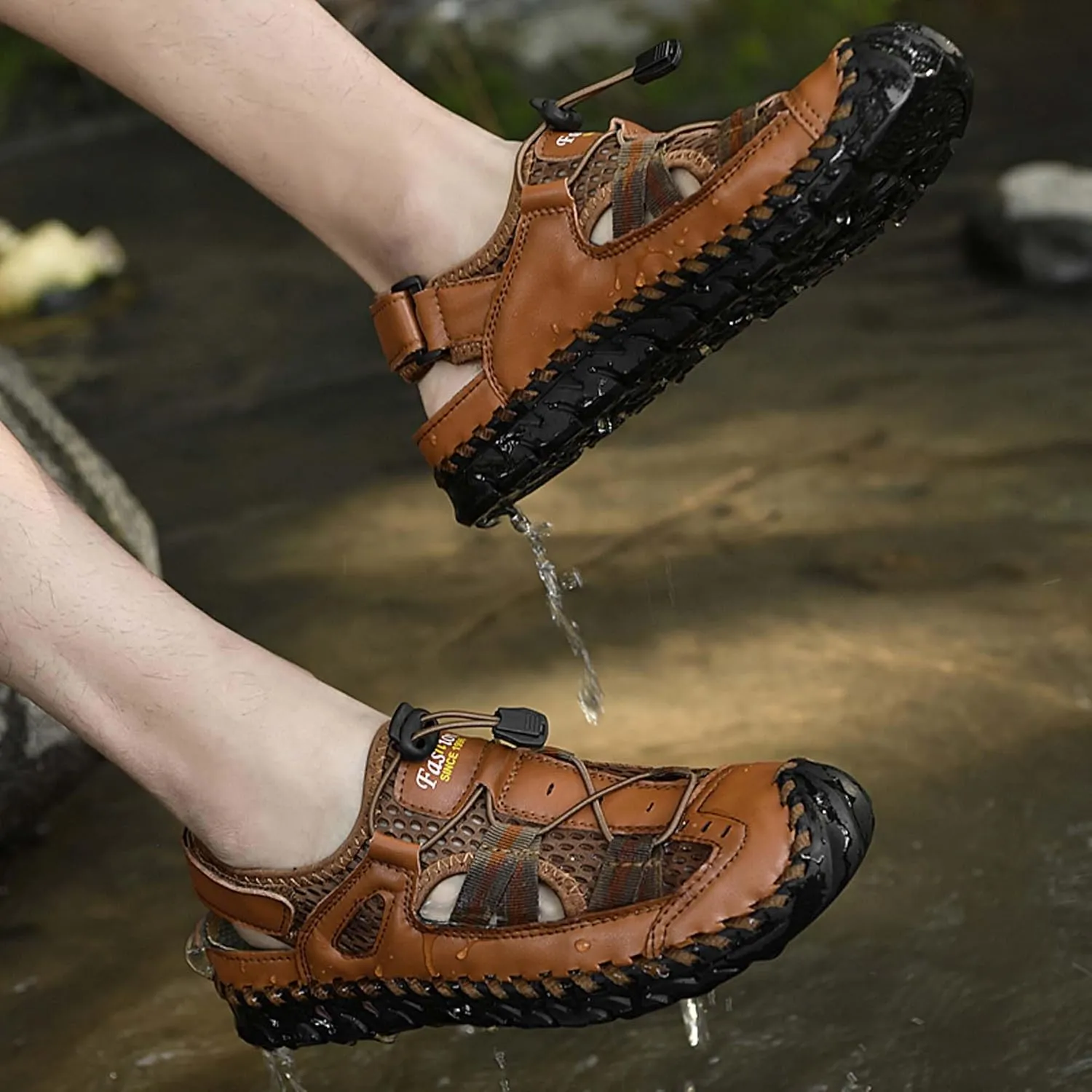 GeRRiT Mens Outdoor Casual Sandals Slippers Lightweight Anti-slip Sports Water Water Shoes Breathable Men's Sandals Fashion Hundred Sports Walking Shoes