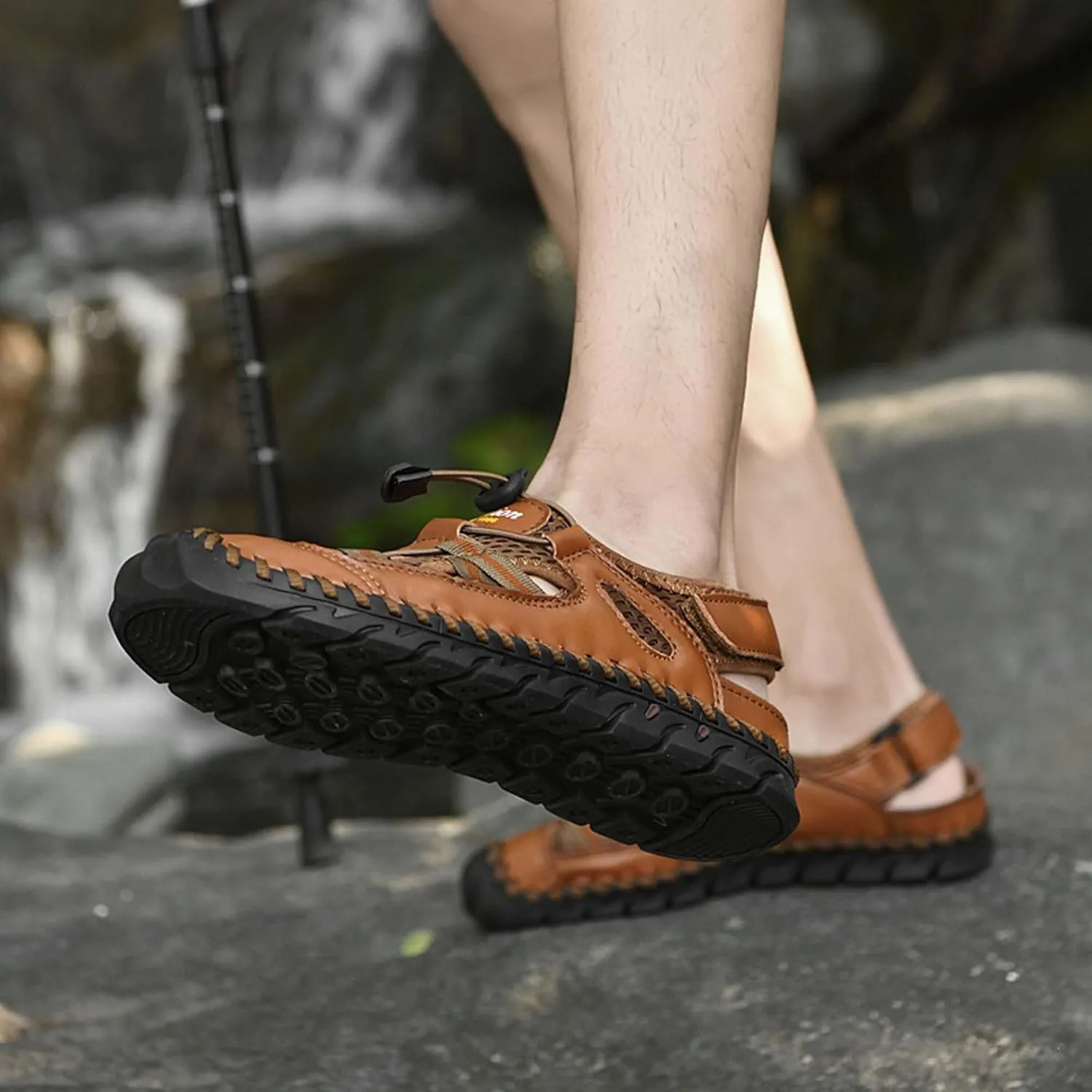 GeRRiT Mens Outdoor Casual Sandals Slippers Lightweight Anti-slip Sports Water Water Shoes Breathable Men's Sandals Fashion Hundred Sports Walking Shoes