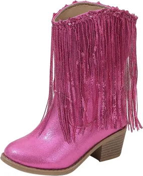 Girls Cowboy Boots Casual Leather Girl Western Boots High Calf High Heels Boots Waterproof Comfortable Ankle Boots
