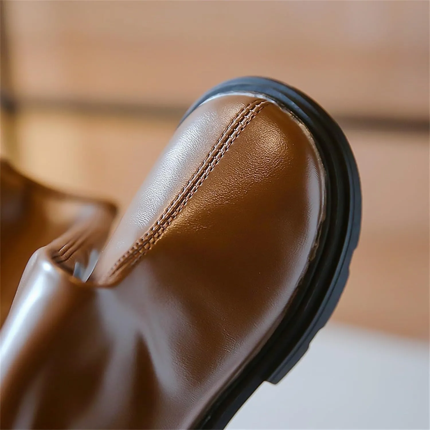 Girls Platform Mid Calf Boots Mid Calf Boots Low Heel Chunky Platform Lug Sole Zipper Non Slip Boots for Dress Up