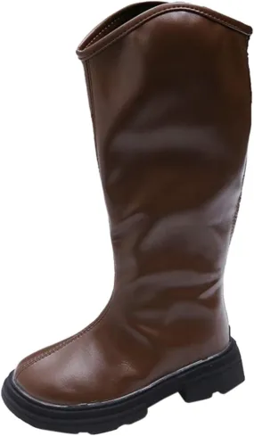 Girls Platform Mid Calf Boots Mid Calf Boots Low Heel Chunky Platform Lug Sole Zipper Non Slip Boots for Dress Up