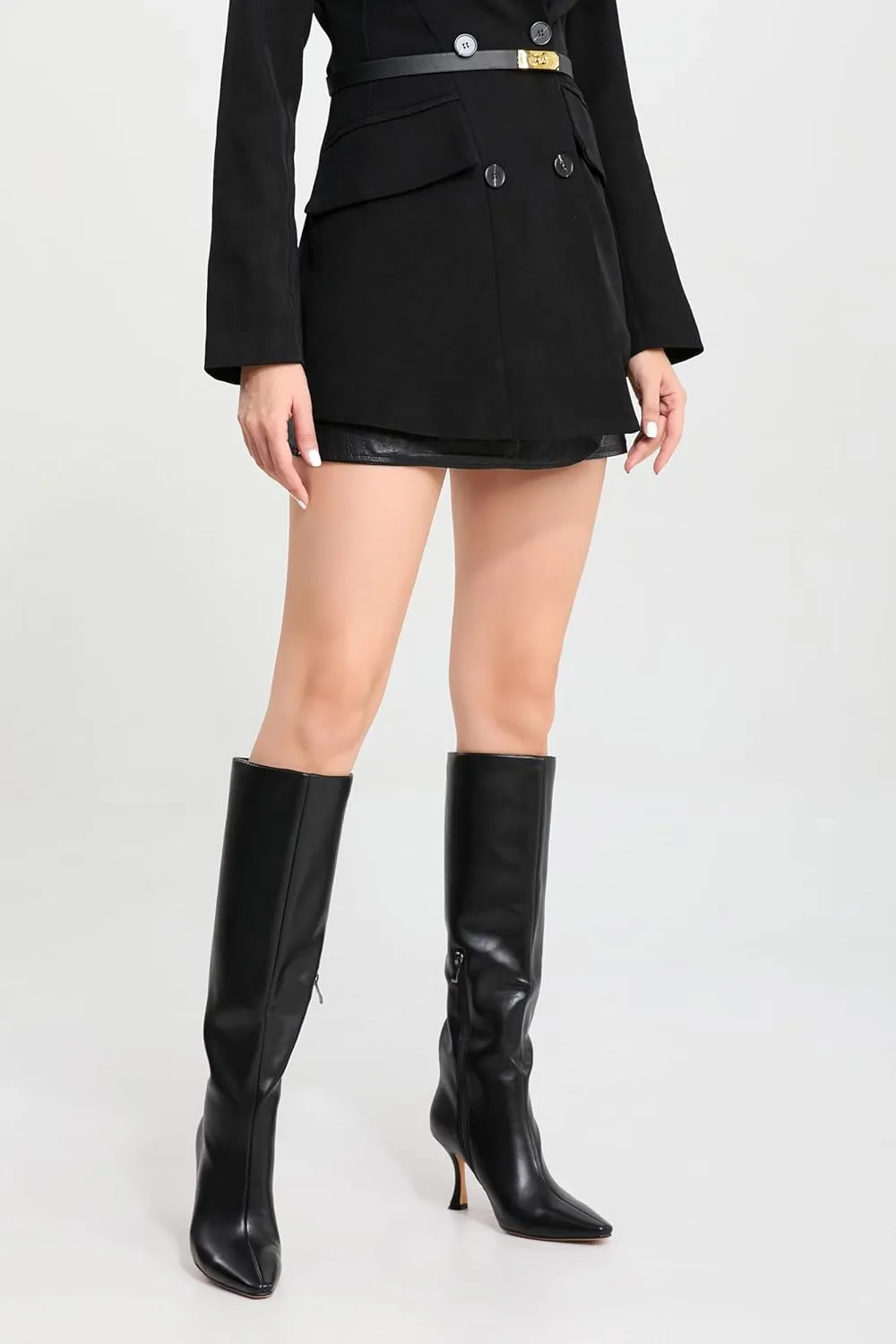 iiimmu Knee High Boots for Women Pointed Toe 3.5 IN Stiletto Heel Women Boots Zipper Knee High Boots Dress Fashion Trendy Sexy High Heel Boots