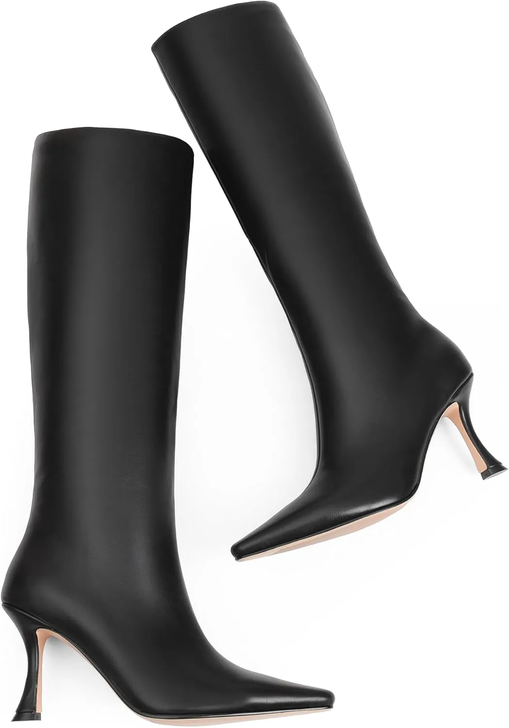 iiimmu Knee High Boots for Women Pointed Toe 3.5 IN Stiletto Heel Women Boots Zipper Knee High Boots Dress Fashion Trendy Sexy High Heel Boots