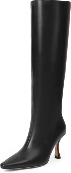 iiimmu Knee High Boots for Women Pointed Toe 3.5 IN Stiletto Heel Women Boots Zipper Knee High Boots Dress Fashion Trendy Sexy High Heel Boots