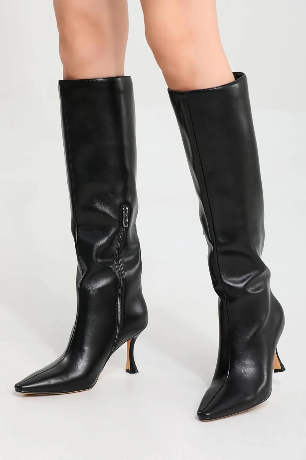 iiimmu Knee High Boots for Women Pointed Toe 3.5 IN Stiletto Heel Women Boots Zipper Knee High Boots Dress Fashion Trendy Sexy High Heel Boots