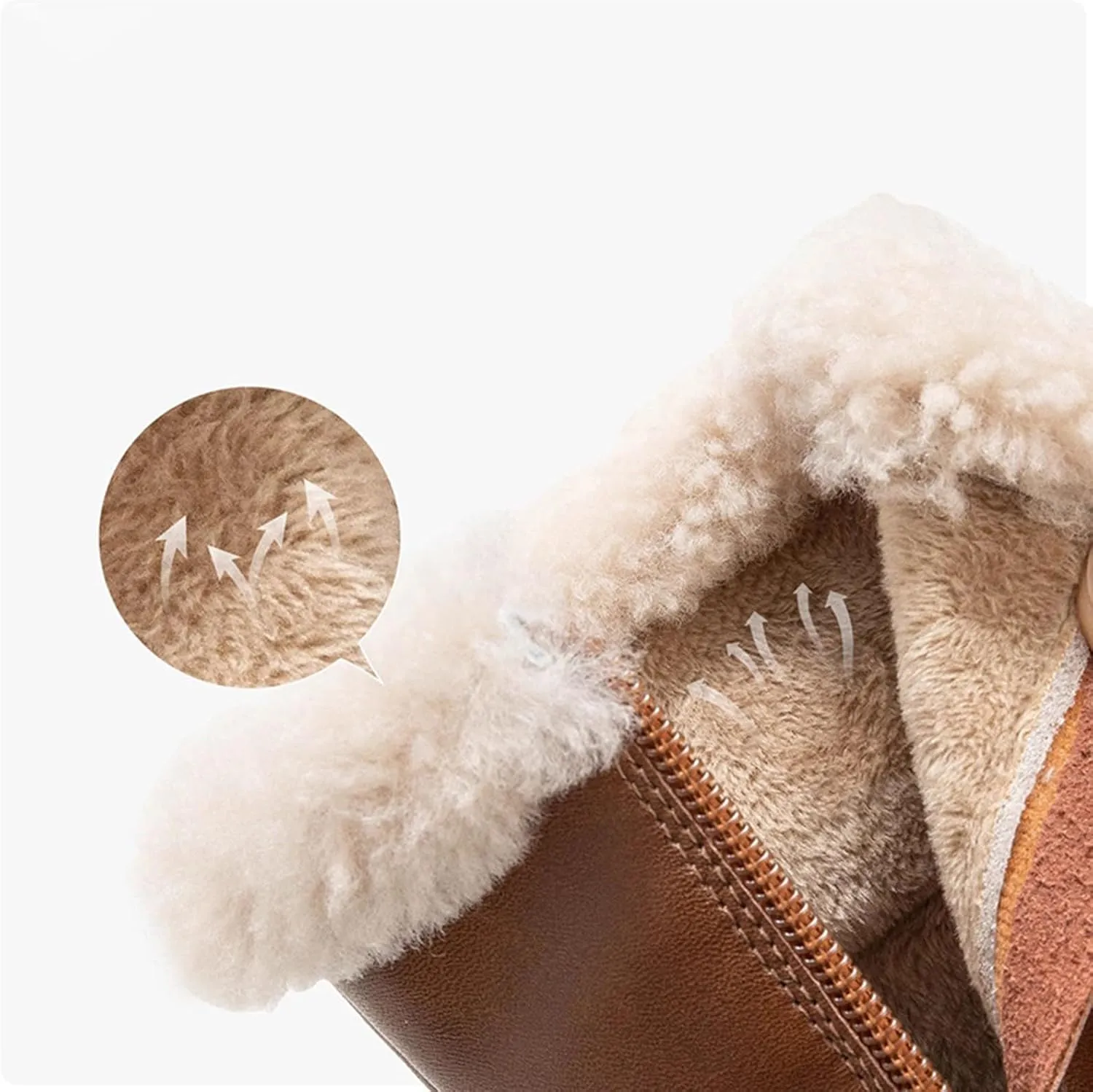 Kids Girls Faux Fr Leather Boots, Warm Winter Flat Bottom Non-Slip Fuzzy Mid Calf Snow Boots for Boots High for Girls