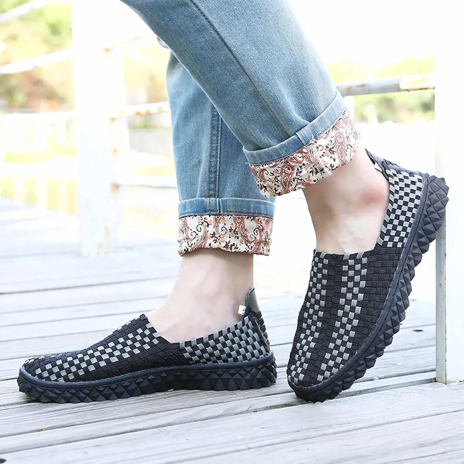 Men's Casual Walking Shoes,Hand Sewn,Women's Non-Slip Flat Shoes,Comfortable Summer Breathable Shoes,Fashion Sneakers - Comfortable Sandals，