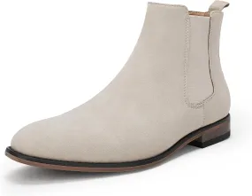 Mens Chelsea Boot Slip On Pointed Toe Stacked Low Heel Faux Suede Casual Dress Boot