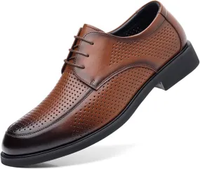 Mens Leather Dress Shoes Men's Breathable Comfortable Business Lace Up Work Leisure Solid Color Leather Shoes Casual Work Office Comfortable Shoes