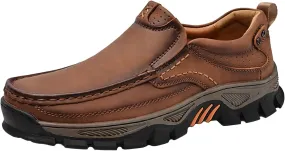 Men's Leather Slip On Loafers Shoes Non Slip Lightweight Comfortable Business Casual Comfortable Wide Width Working Shoes for Outdoor Hiking