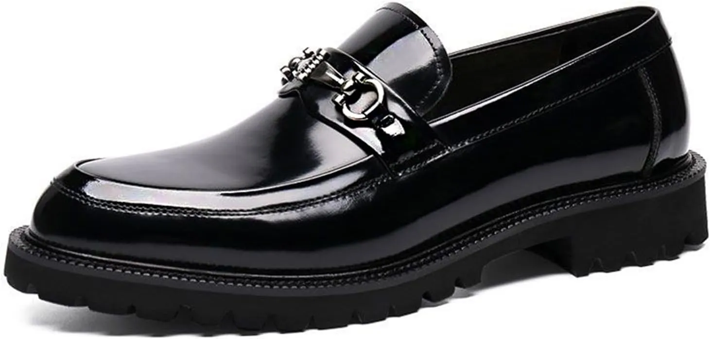Men's Shiny Patent Leather Dress Shoes Comfortable Artificial PU Walking Shoes Loafers Work Flats Formal Business Wedding Shoes for Men Comfortable Non-Slip Shoes