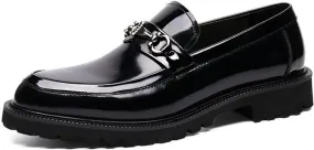 Men's Shiny Patent Leather Dress Shoes Comfortable Artificial PU Walking Shoes Loafers Work Flats Formal Business Wedding Shoes for Men Comfortable Non-Slip Shoes