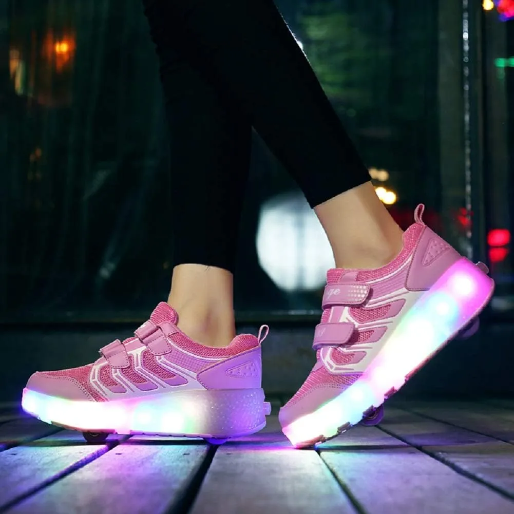 Nsasy Kids Roller Shoes Boy Girl Sneakers with Wheels Become Sport Sneaker with Led for Christmas Birthday Children Show Gift