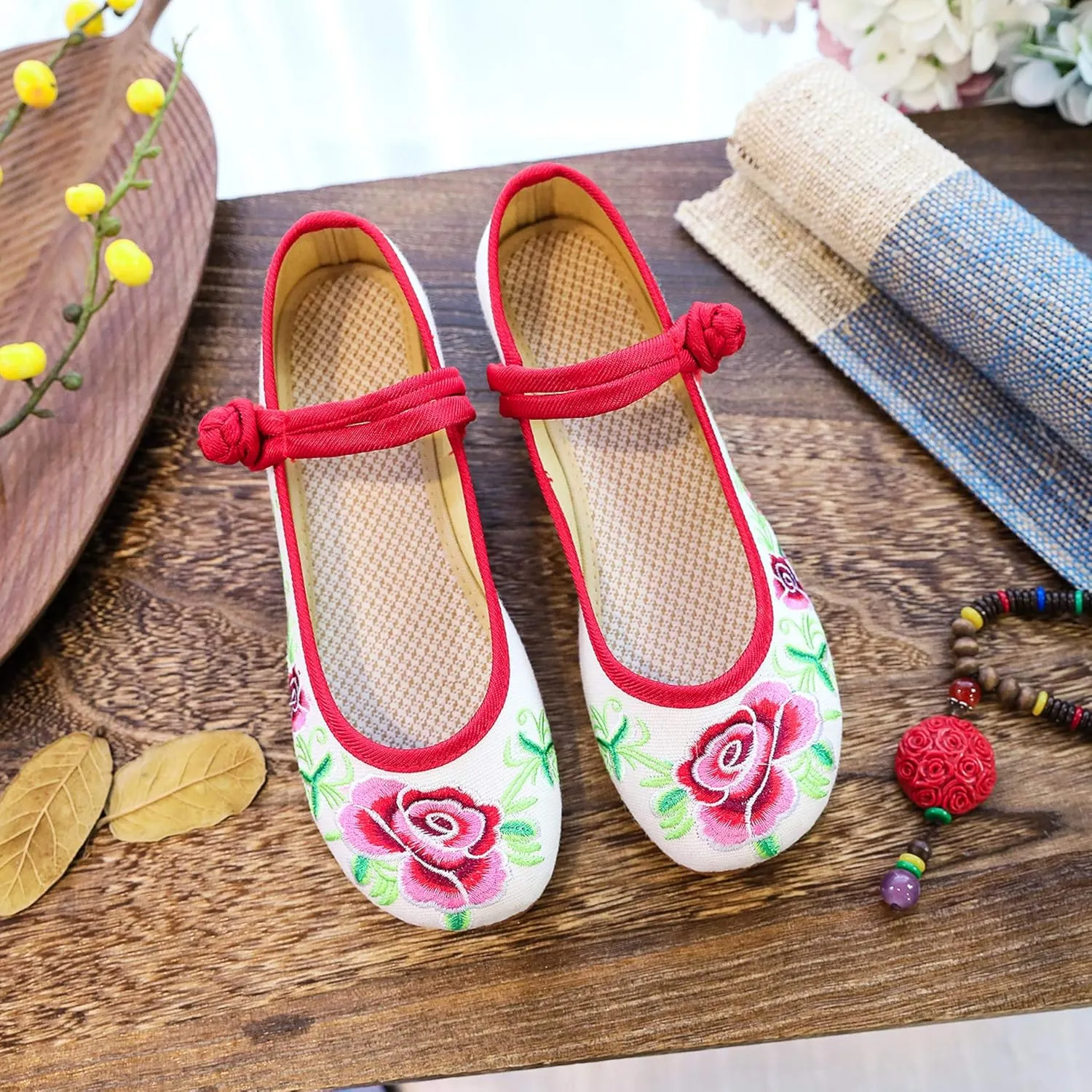 Stunner Women's Vintage Embroidered Shoes Comfortable Flat Shoes Mary Jane Shoes