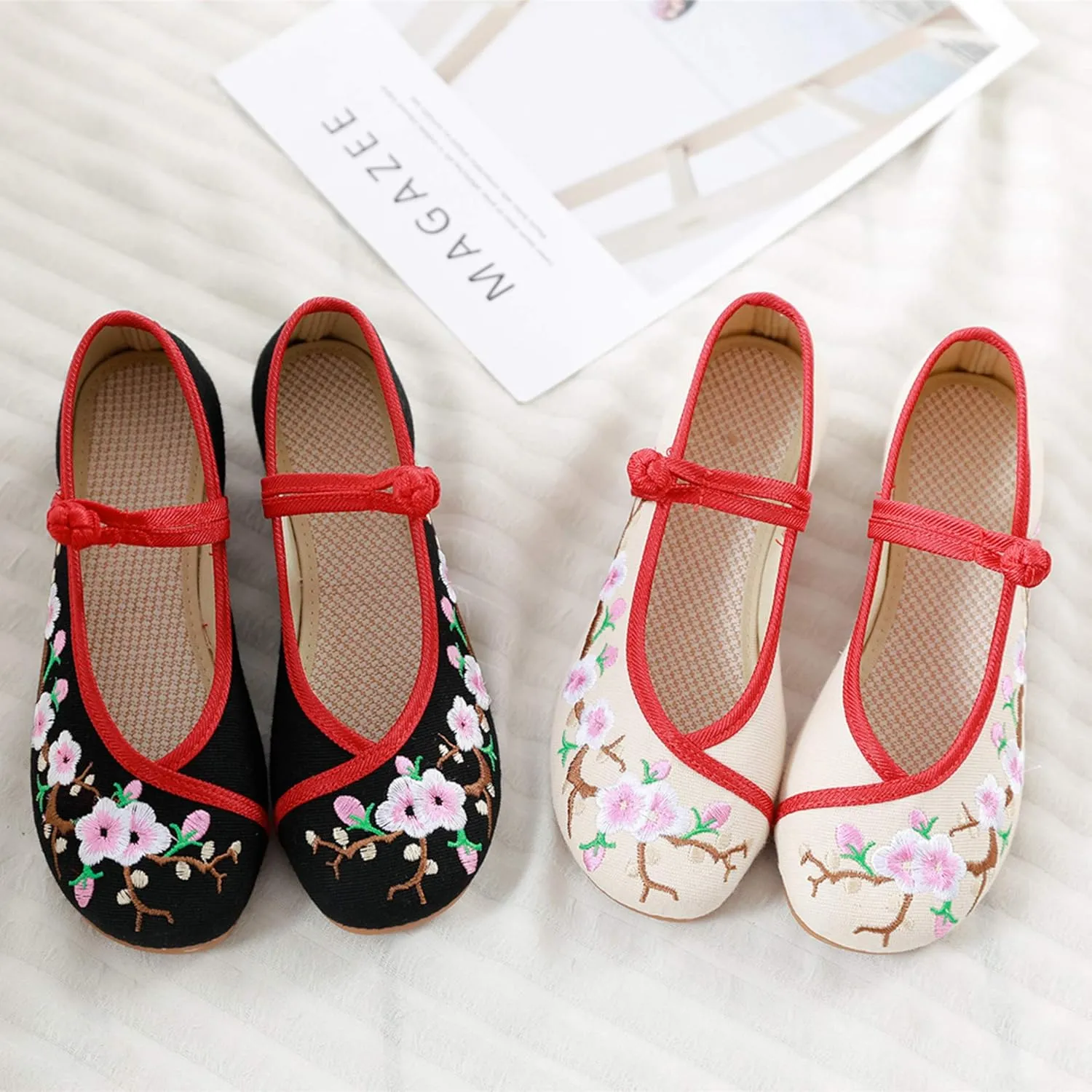 Stunner Women's Vintage Embroidered Shoes Comfortable Flat Shoes Mary Jane Shoes
