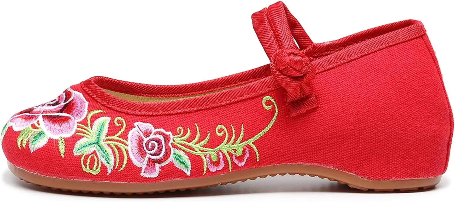 Stunner Women's Vintage Embroidered Shoes Comfortable Flat Shoes Mary Jane Shoes