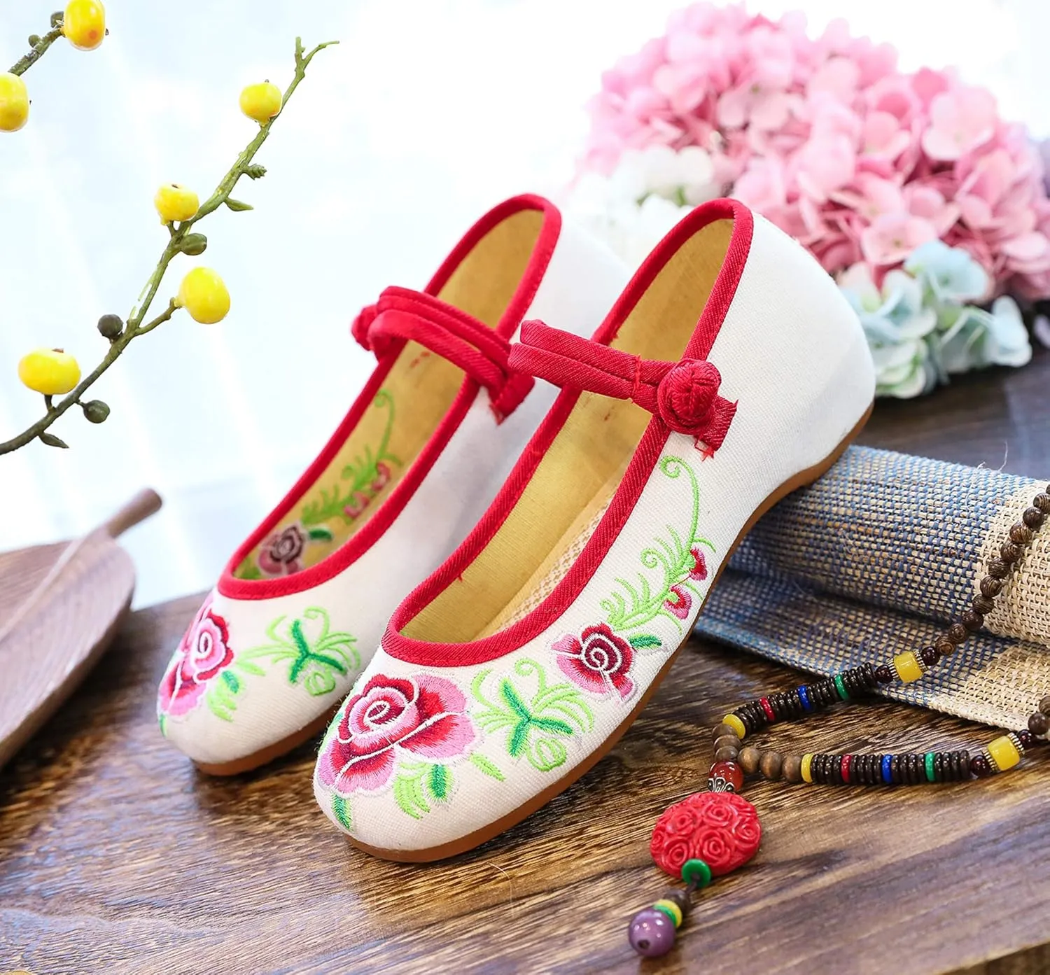 Stunner Women's Vintage Embroidered Shoes Comfortable Flat Shoes Mary Jane Shoes