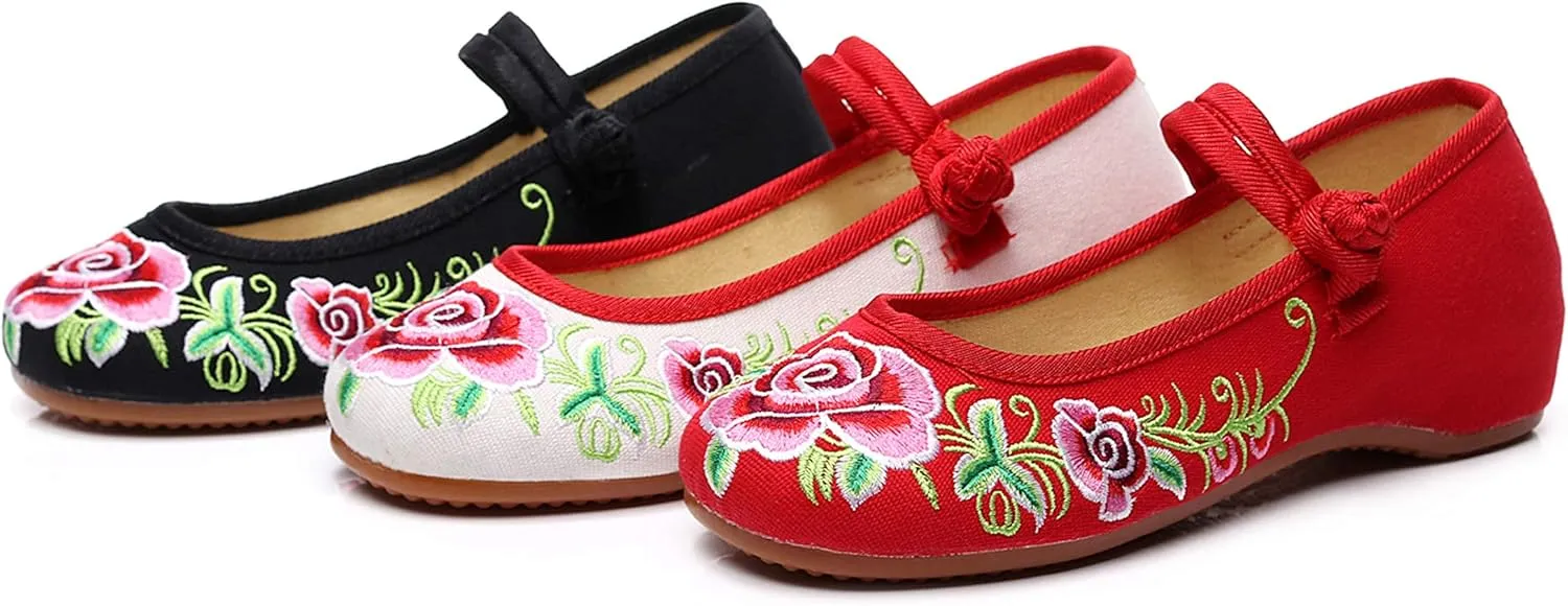 Stunner Women's Vintage Embroidered Shoes Comfortable Flat Shoes Mary Jane Shoes