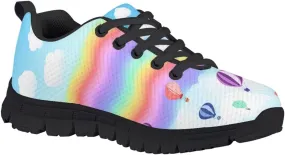 Stylish Breathable Tennis Sneakers Indoor Anti-Skid Shoes for Boys Girls Lightweight Cozy Rubber Sole Anti-Skid Shoes for Travel US Little Kid 11-13 Big Kid 1-5 Black Sole