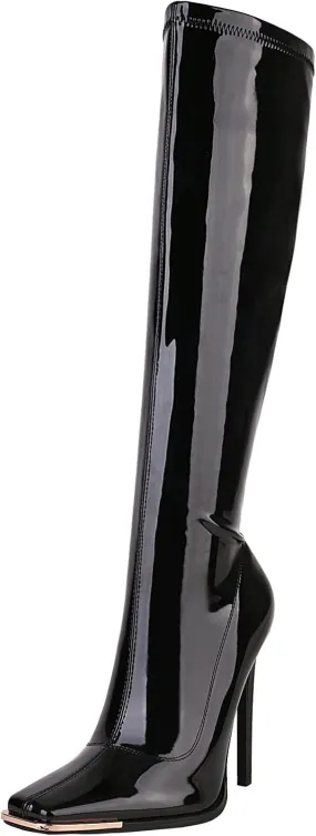 sun gurg Women's Knee High Boots Stiletto High Heels Sexy Zipper Knee Boots