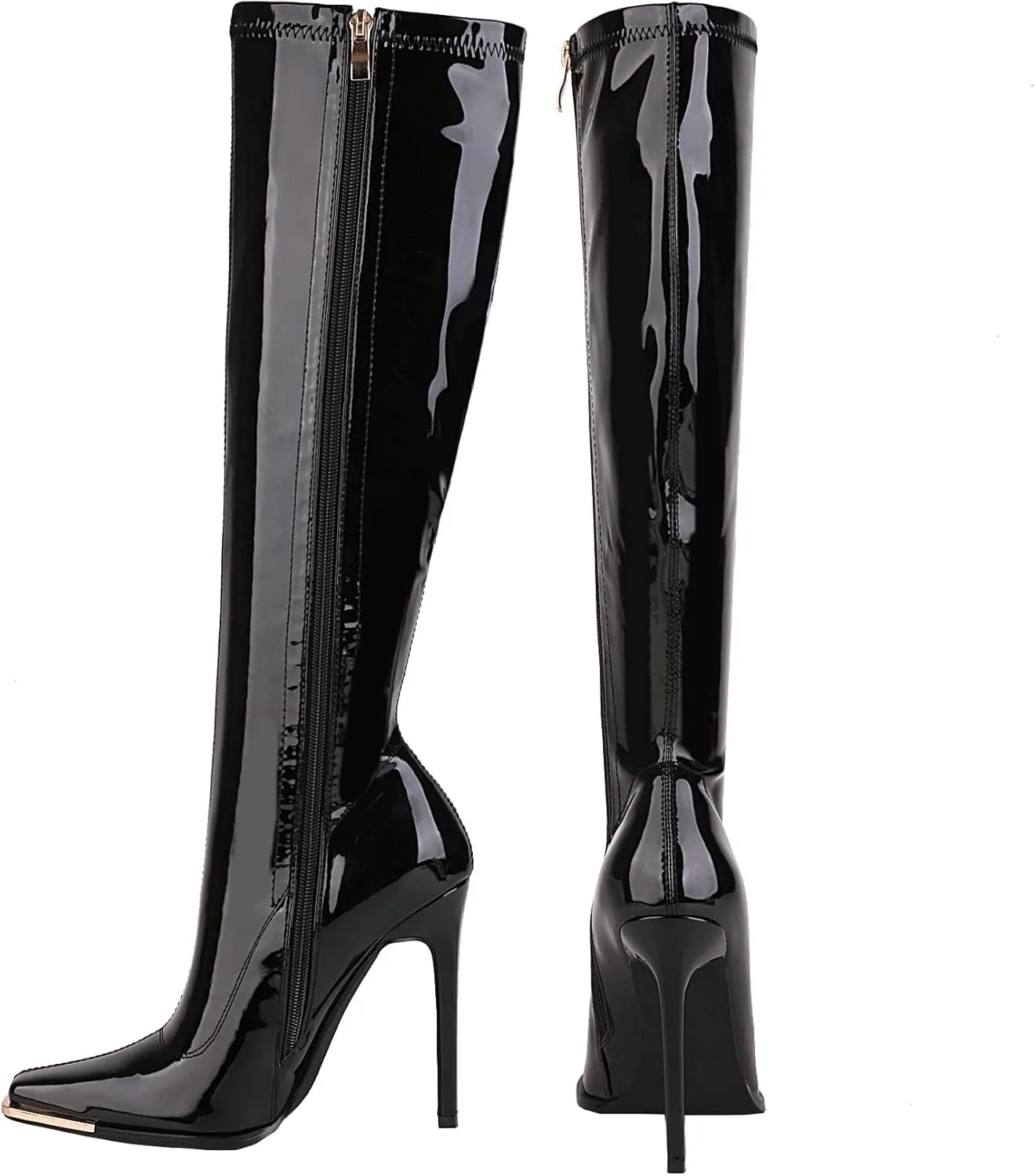 sun gurg Women's Knee High Boots Stiletto High Heels Sexy Zipper Knee Boots