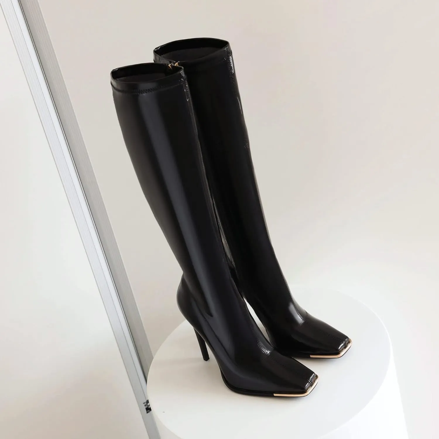 sun gurg Women's Knee High Boots Stiletto High Heels Sexy Zipper Knee Boots