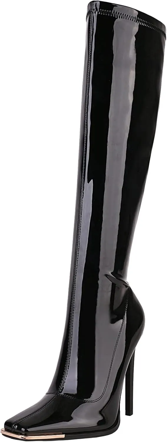 sun gurg Women's Knee High Boots Stiletto High Heels Sexy Zipper Knee Boots