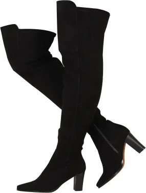 Thigh High Boots, Over The Knee, Brown Suede Block Heel Pointed Toe Stretch Sexy Boots For Women, Fall 2024