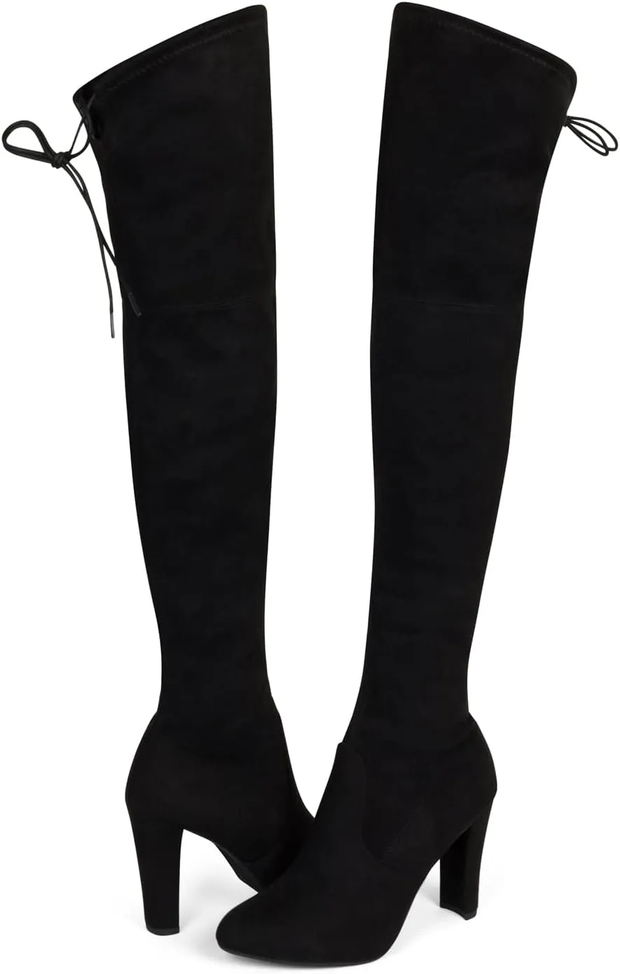 Womens Boots Thigh High Lace Over the Knee - Low Block Heel ~MERCURY