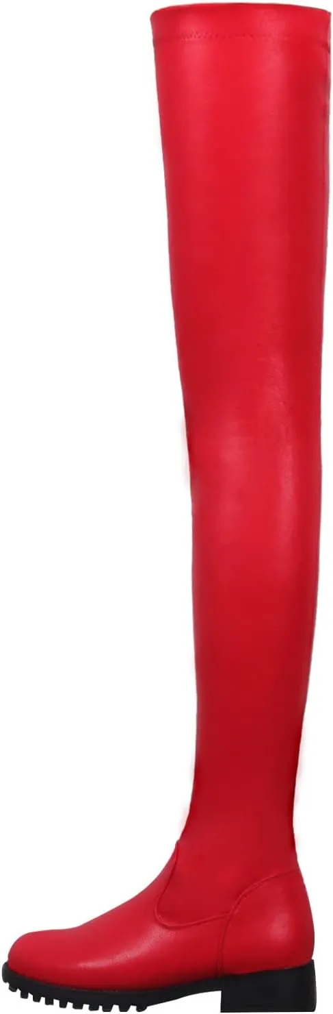 Women's Over the Knee High Boots Stretchy Side Zipper Riding Thigh Boots