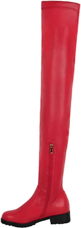 Women's Over the Knee High Boots Stretchy Side Zipper Riding Thigh Boots