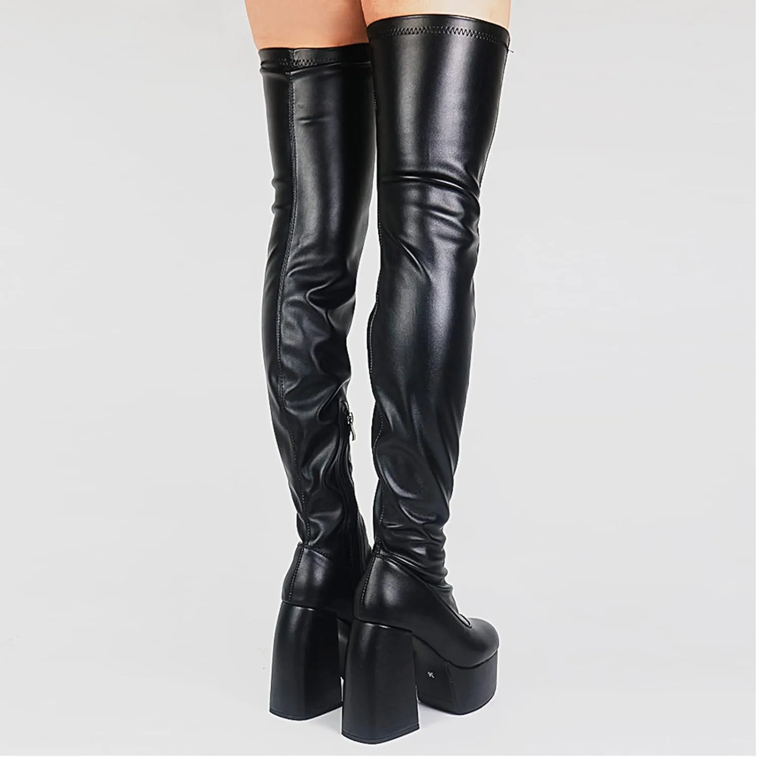 Yolkomo Women's Chunky Heel Knee High Platform Boots